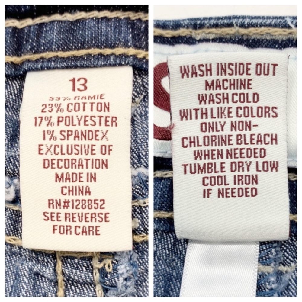 SO Stretch Jean Shortie Shorts Sz 13 Rolled Hem - Picture 7 of 8